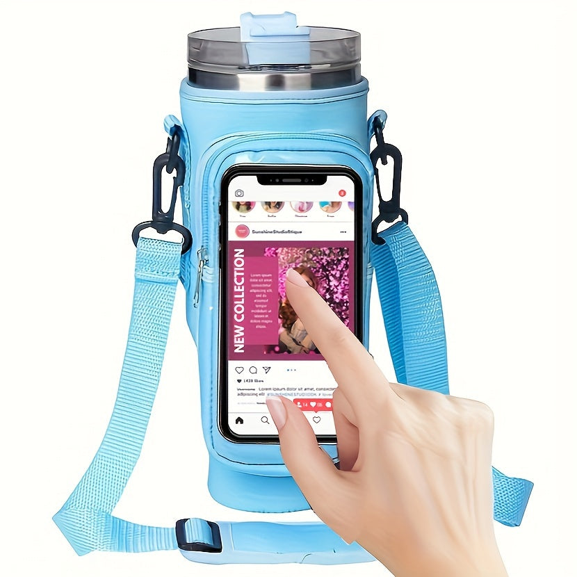 Touchscreen Insulated Cup Cover with Adjustable Strap