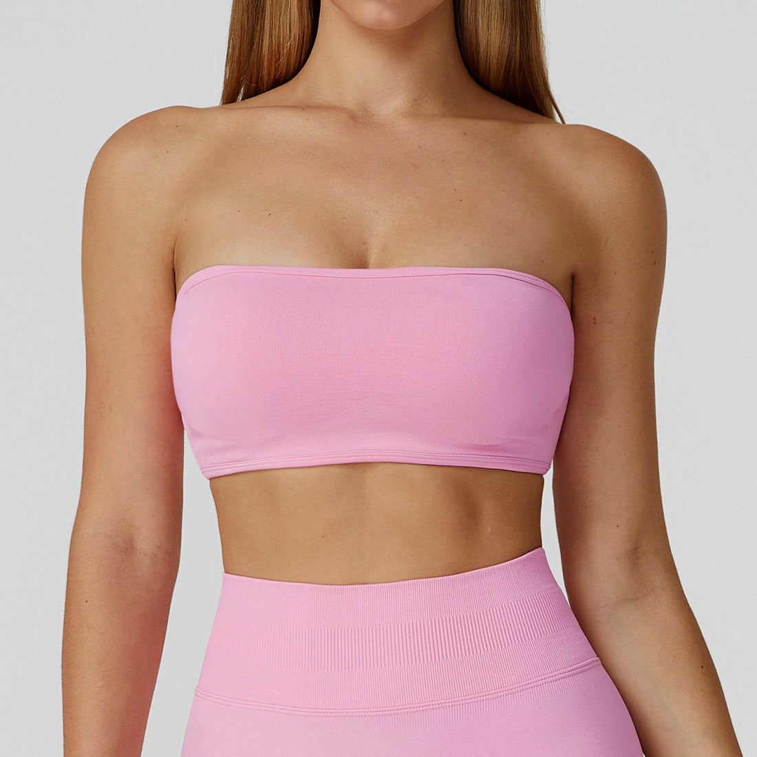 Strapless Bandeau Sport Bra Crop Sleeveless Yoga Tube Top