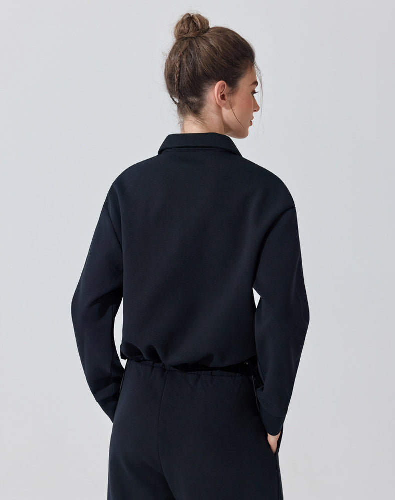 Polo Collar Casual Sports Sweatshirt