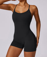 Scrunch Strappy One Piece Workout Short Jumpsuit