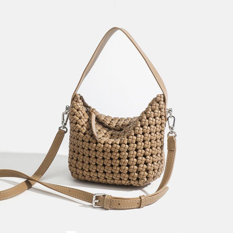 PU Handmade Woven Bucket Shape Tote Bag | Stylish &amp; Unique Design