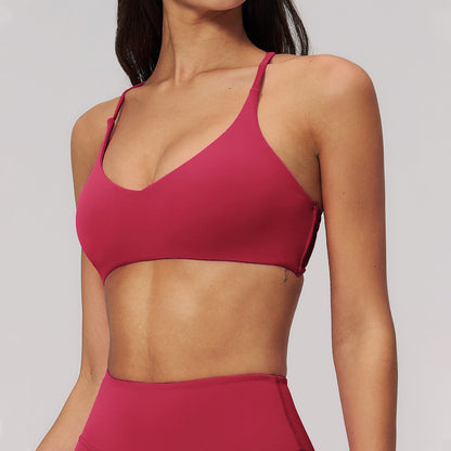 Spaghetti Straps Cross Back Sports Bra