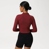 Full Zip UP Athletic Cropped Jacket with Thumb Holes