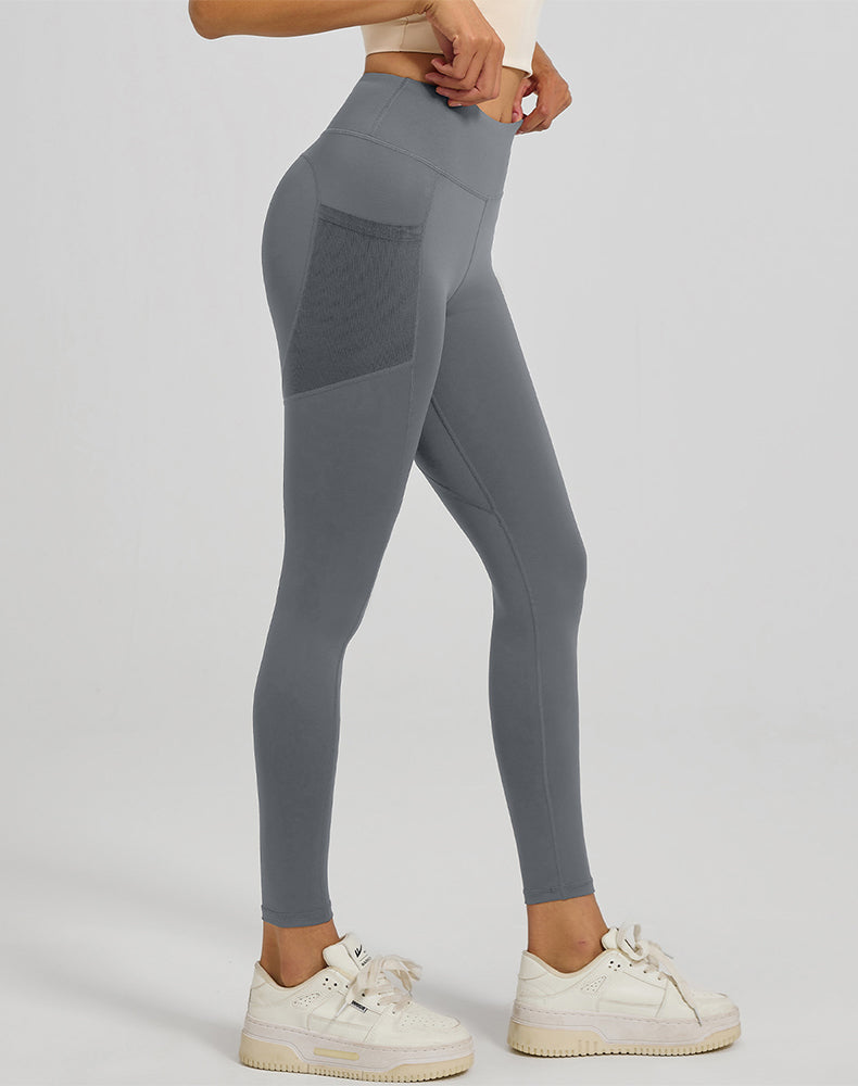 High Waisted Yoga Mesh Leggings with Side Pockets