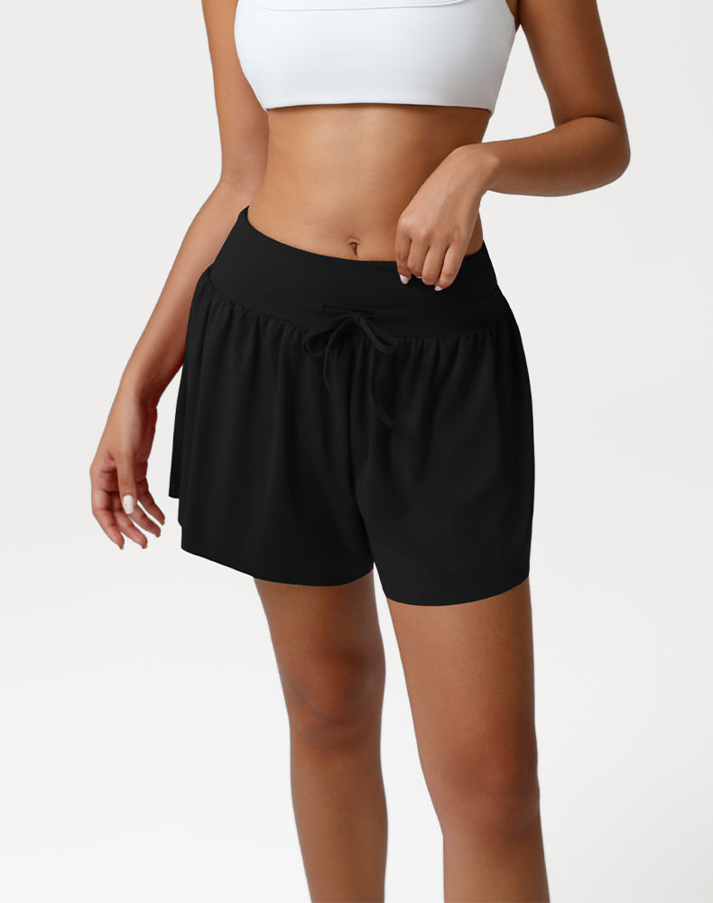 High Waisted Running Short Drawstring Waist Athletic Shorts