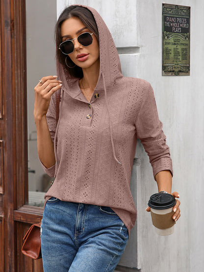 Long Sleeve Fall Drawstring Shirts Hooded Sweatshirt