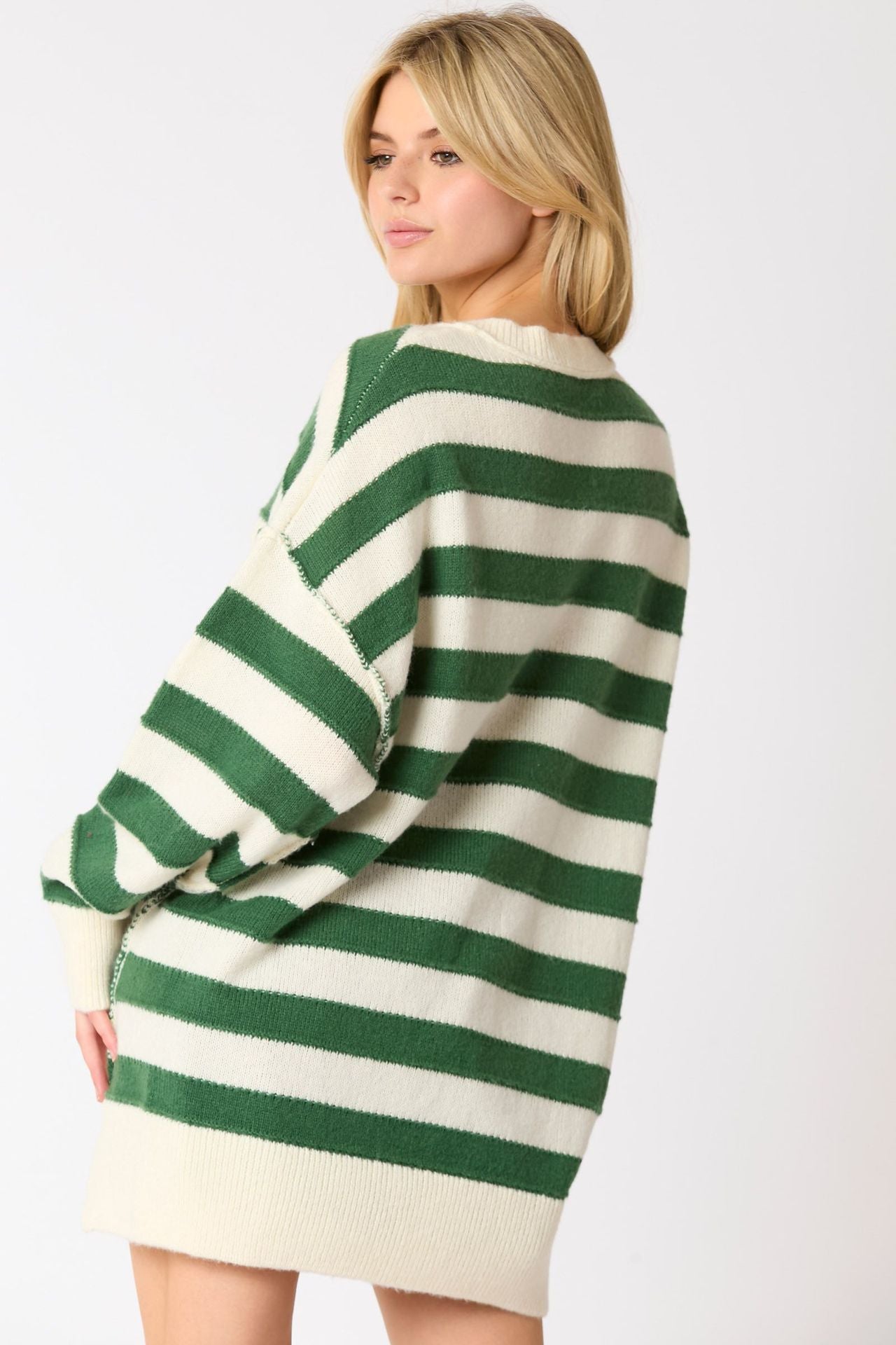 Long Sleeve Button Striped Pullover Sweater