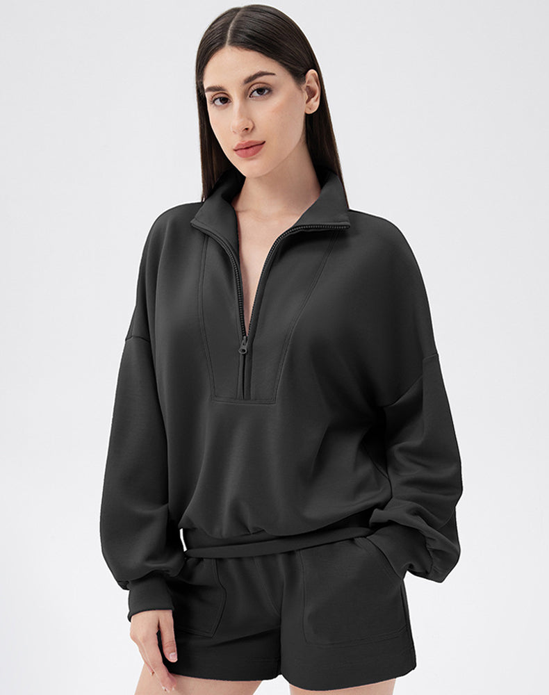 High Neck Half Zip Lounge Sports Sweatshirt