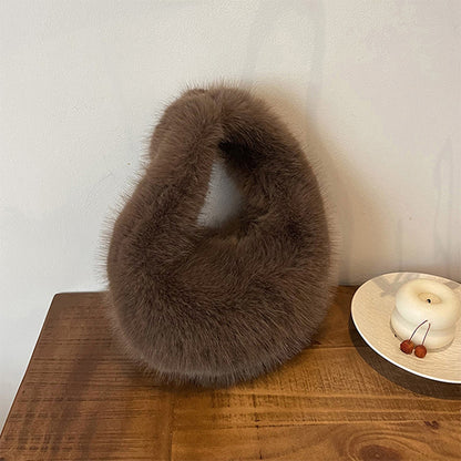 Winter Fluffy Faux Fur Tote Handbag Soft Fuzzy Purse Bag