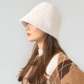 Winter Furry Cloche Hat Fisherman Cap Soft Warm Bucket Hat