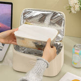 Portable PU Insulated Lunch Bag Double Layer Cooler Handbag