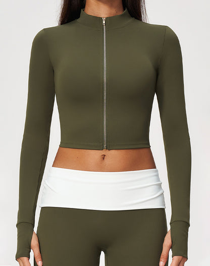 Full Zip Running Slim Fit Cropped Jacket