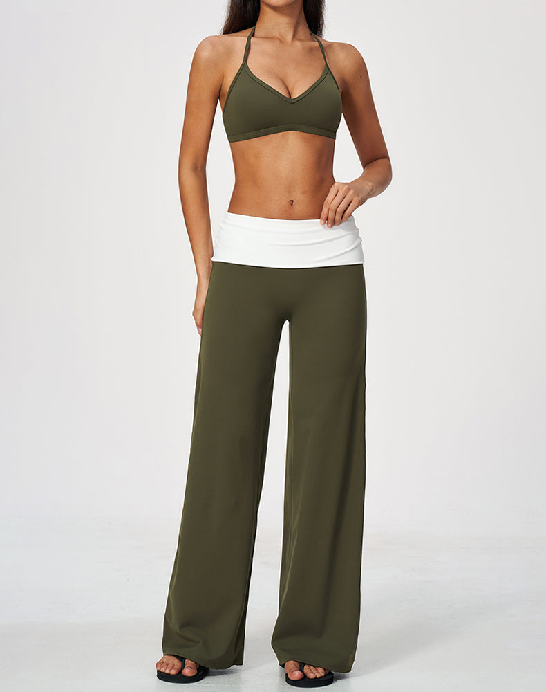 2 Piece Sports Bra and Flare Pant Pilates Outfit Sets