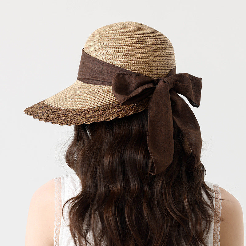 Summer Beach Straw Peach Shaped Hat with Bow