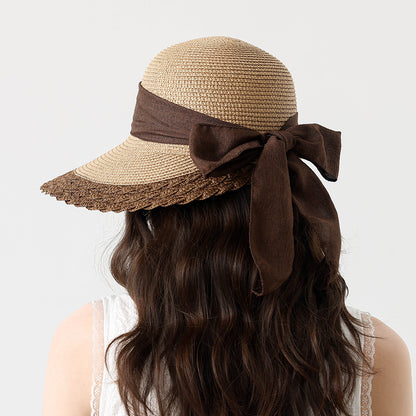 Summer Beach Straw Peach Shaped Hat with Bow