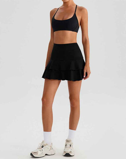 Tennis Set with Sports Bra and Double Ruffle Golf Skirt