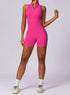 Zip Up Sleeveless Workout Shorts Jumpsuit