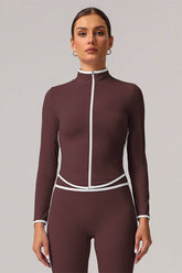 Full Zip Athletic Jacket Contrast Color Running Coat