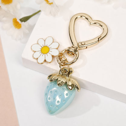 Cute Strawberry Keychains Heart Flower Daisy Bag Charms