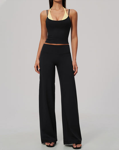 2 Piece Color Block Tank Top and Flare Pant Sets