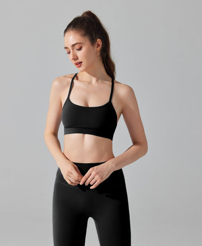 Y Back Spaghetti Straps Sports Bra