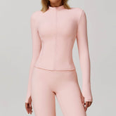 Zip Up Workout Jacket Long Sleeve Athletic Coat with Pockets