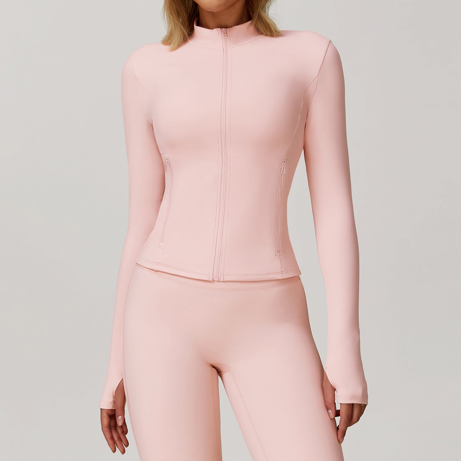Zip Up Workout Jacket Long Sleeve Athletic Coat with Pockets