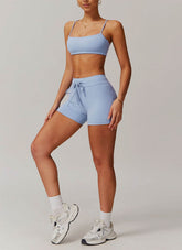 Sports Sets with Thin Strap Bra and Tight Shorts
