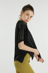 Mesh Splicing Short Sleeve Sports Loose T-Shirts