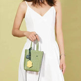 Solid Color Braided Woven Tote Bag