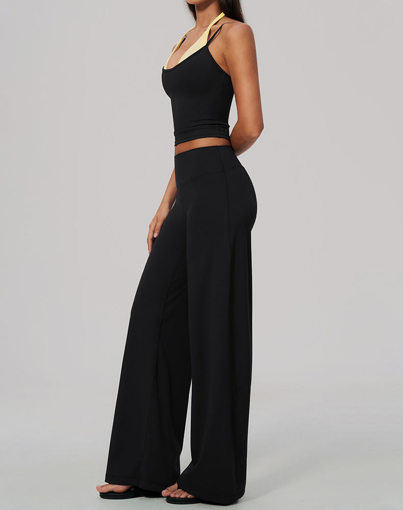 2 Piece Color Block Tank Top and Flare Pant Sets