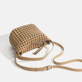 PU Handmade Woven Bucket shape Tote bag