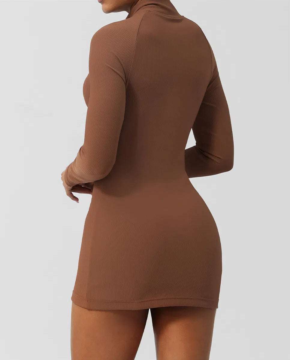 Skinny Long Sleeve Yoga Short Length Dress | Stylish and Comfortable