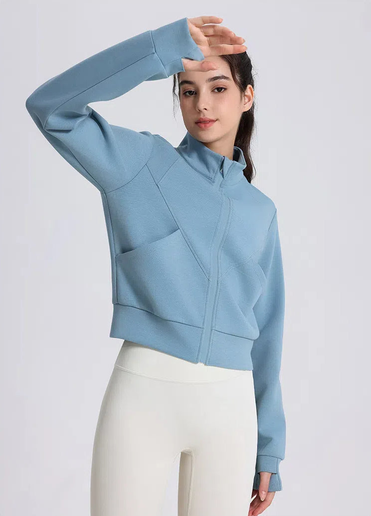 Windproof Collar Yoga Jacket With Zipper