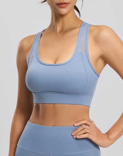 Mesh Racerback Sports Bras with Built in Bra