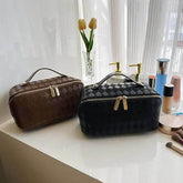 PU Leather Diamond Lattice Makeup Bag