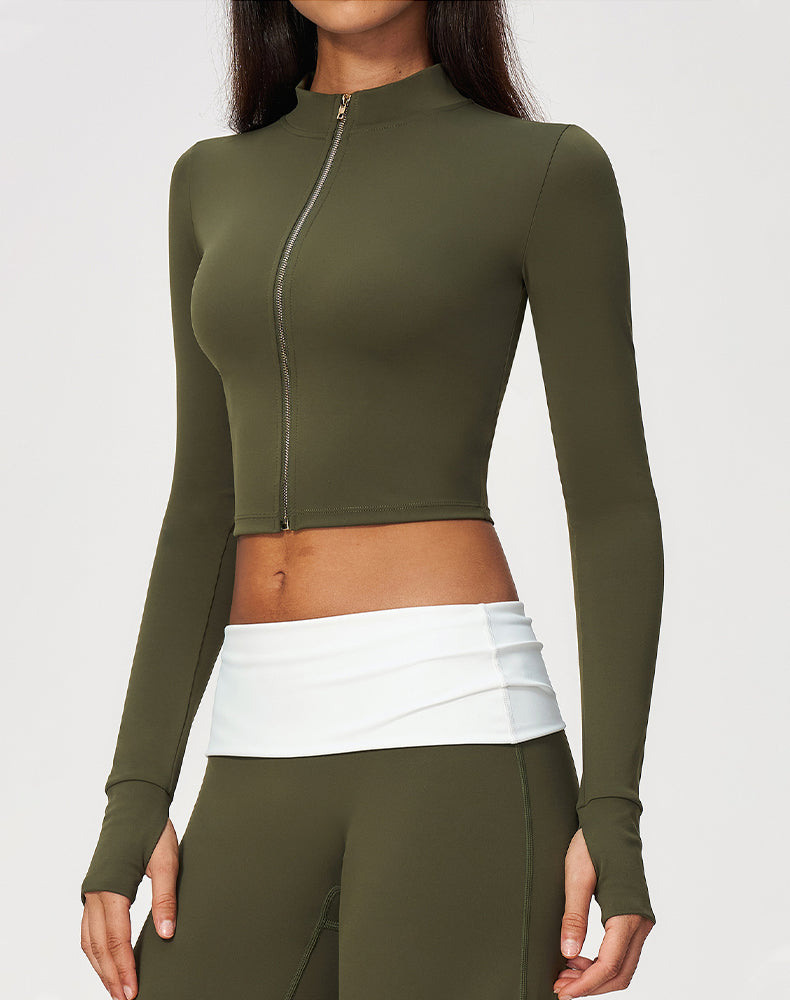 Full Zip Running Slim Fit Cropped Jacket