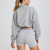 Half Zip Sweatshirt Long Sleeve Sports Crop Tops