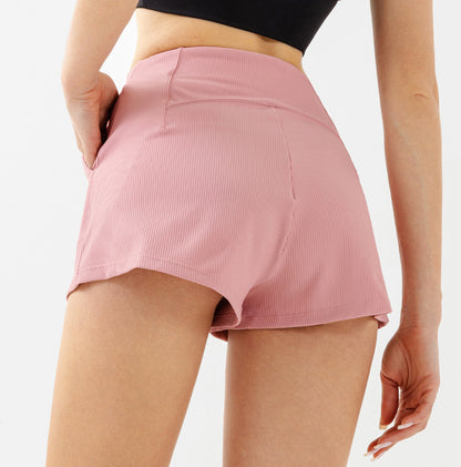 Casual Ribbed Athletic Shorts with Pockets