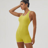 Crossover Back Design Yoga Short Jumpsuit