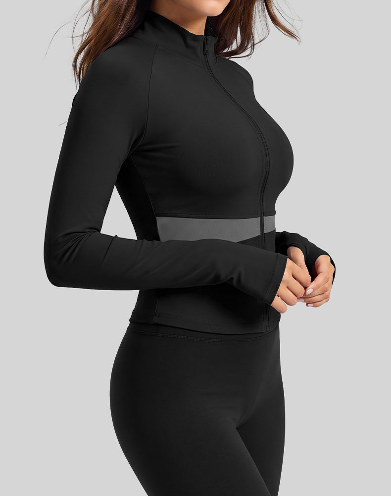 Colorblock Zip Up Athletic Jacket