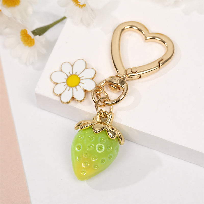 Cute Strawberry Keychains Heart Flower Daisy Bag Charms