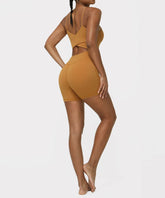 Crossover Back One Piece Yoga Bodysuit with Removable Pads