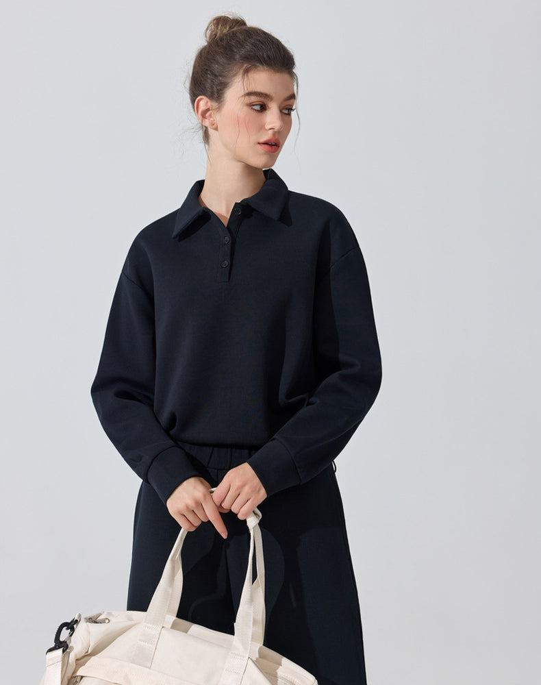 Polo Collar Casual Sports Sweatshirt