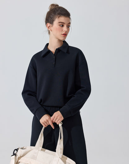 Polo Collar Casual Sports Sweatshirt