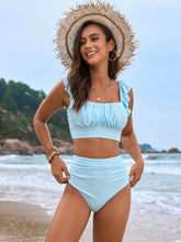 Bikinis Sets with Ruffle Tops and Knot Side Wrap Skirt