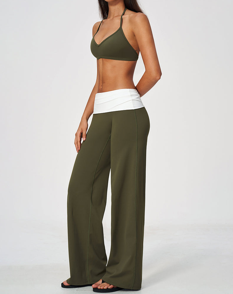 2 Piece Sports Bra and Flare Pant Pilates Outfit Sets