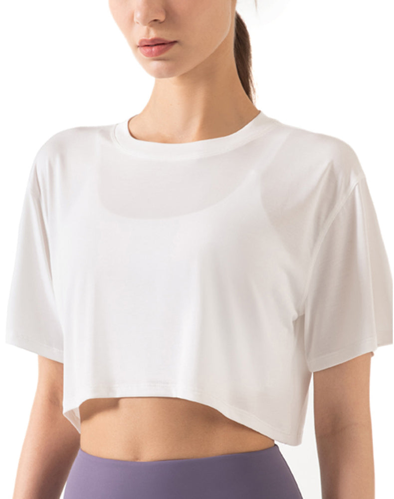 Drop Shoulders Crop Top Oversized Short Sleeve T-Shirts