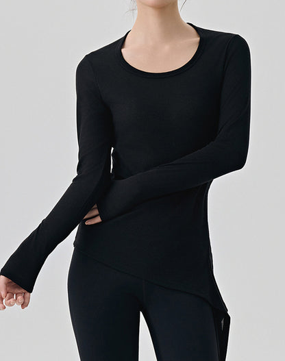 Side Slits Tie Long Sleeves Mesh Yoga Shirts