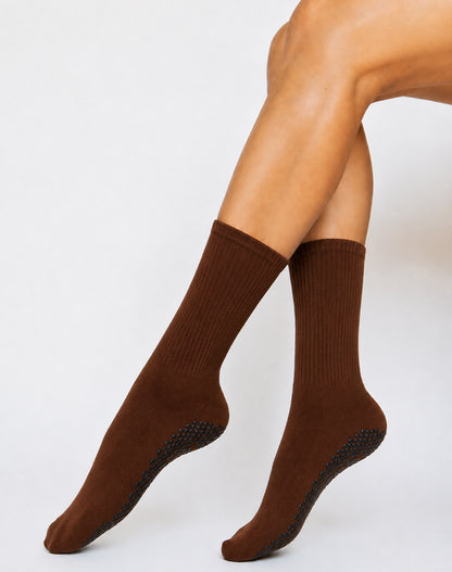 Pilates Yoga Crew Socks with Non Slip Grippers
